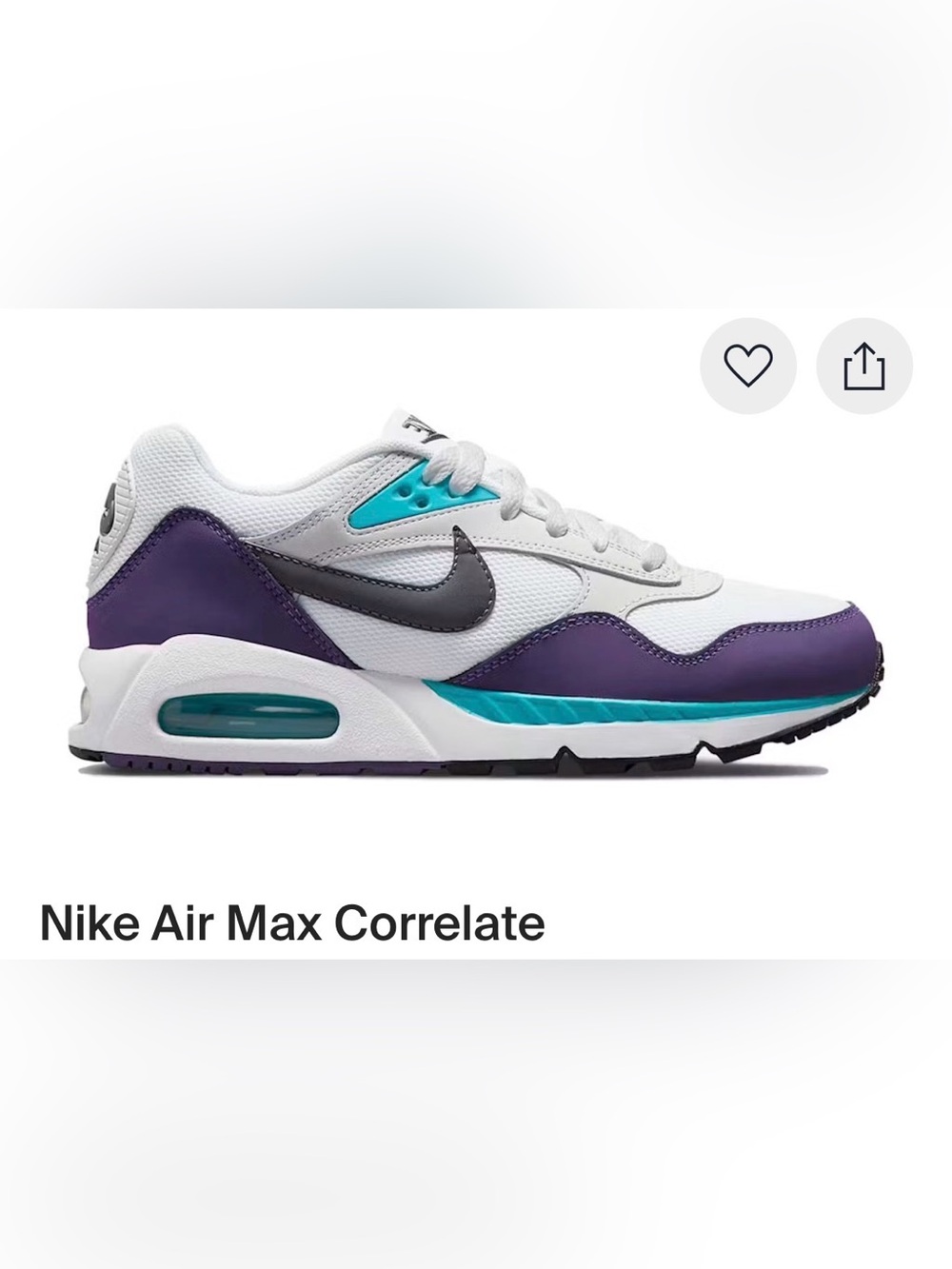 Like New Nike Women’s Air Max Correlate Sneaker Purple & Teal size 6.5